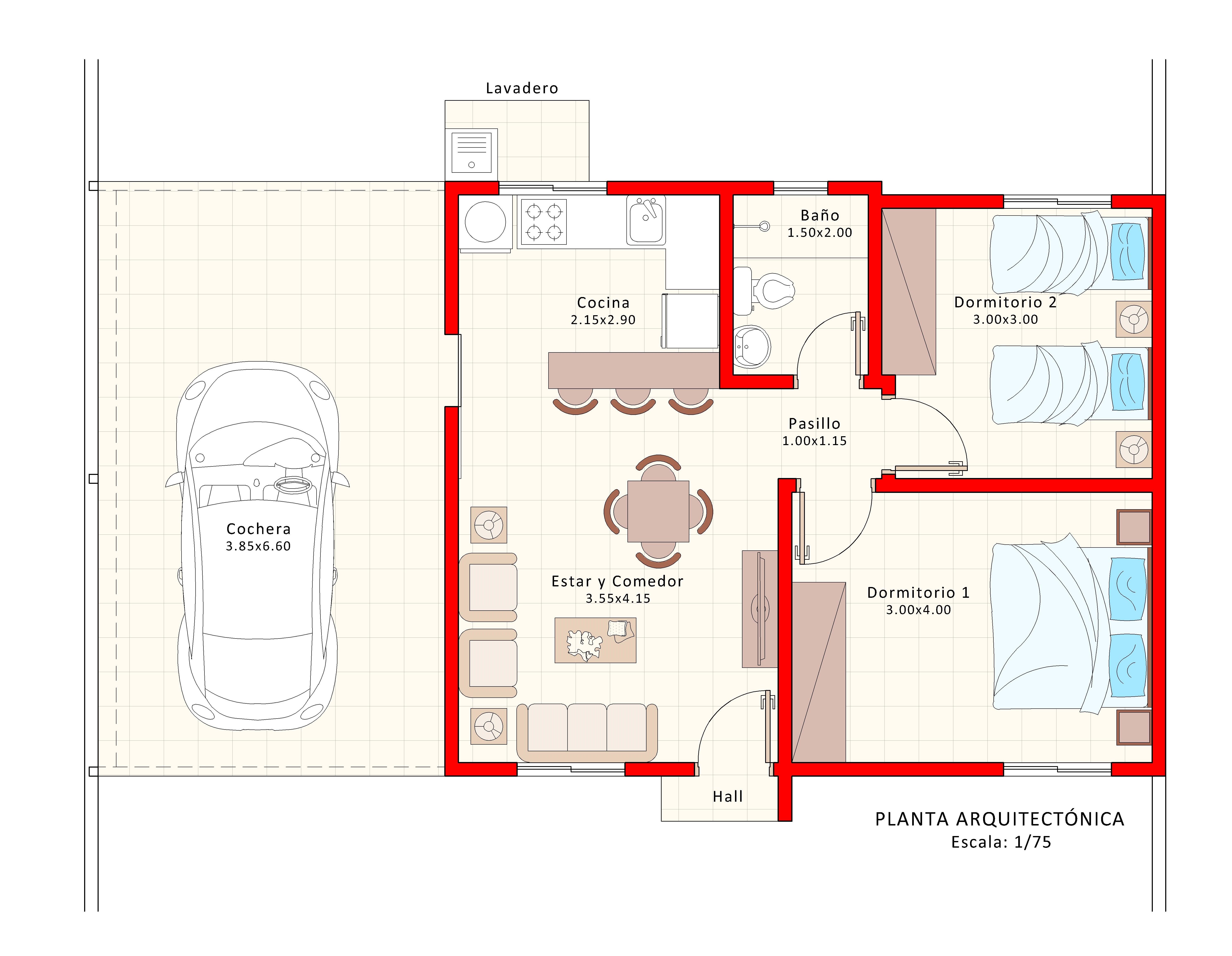 VIVIENDA MINIMALISTA DE 2 HABITACIONES